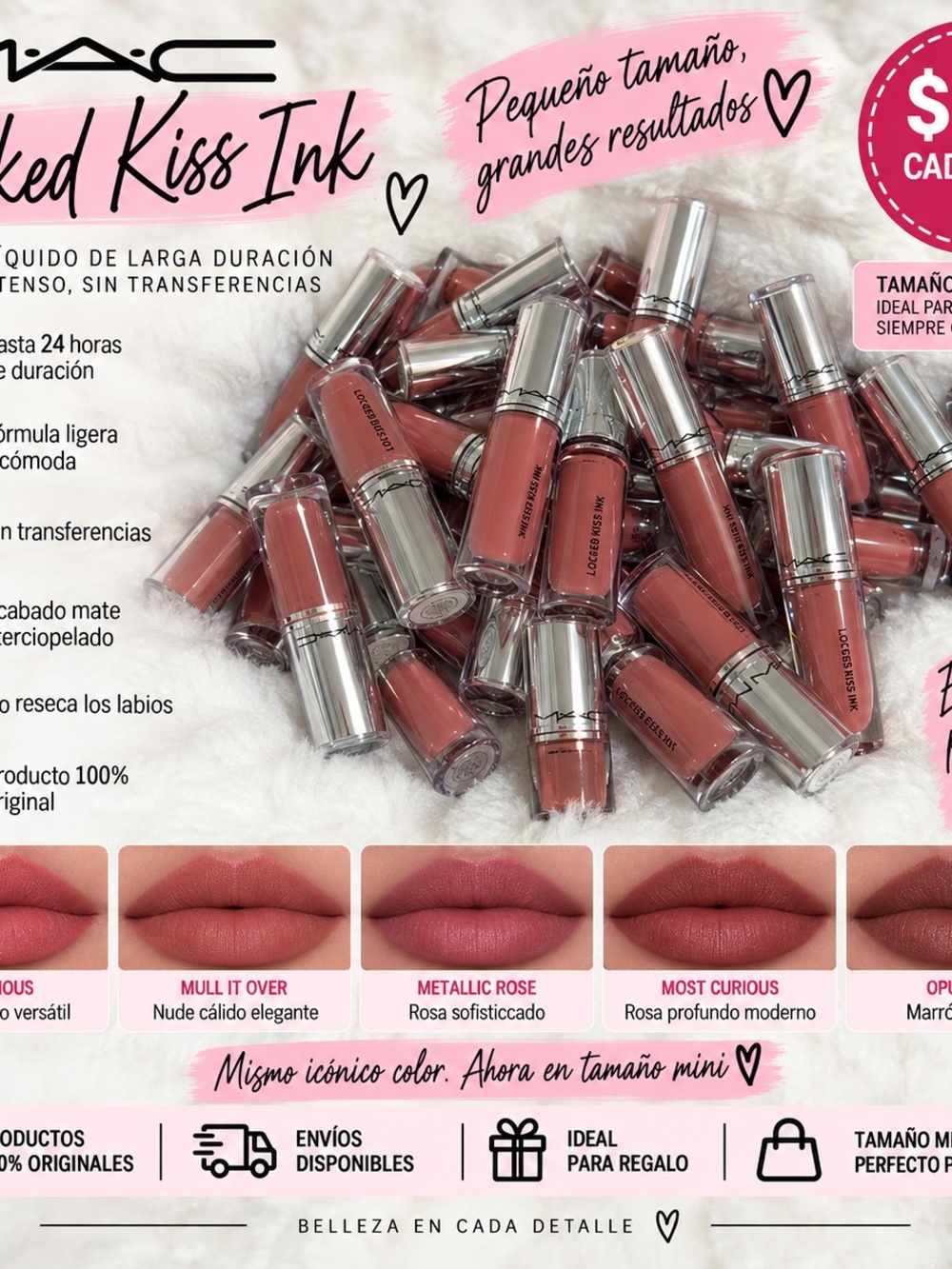 MAC Cosmetics Locked Kiss Ink Mini Liquid Lipstick โ Pink Nude Shades